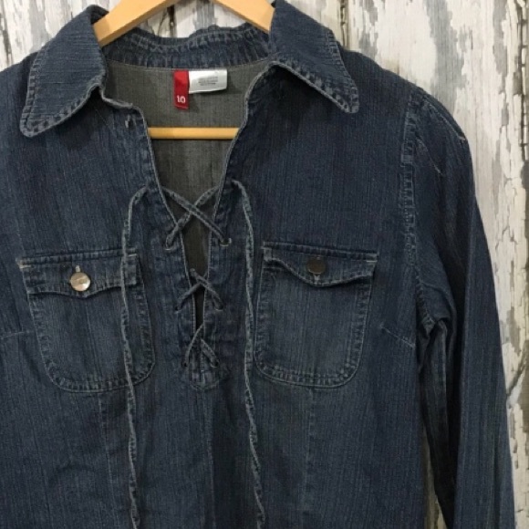 SOLD DIVIDED denim lace up top NOT AVAILABLE - Picture 3 of 7